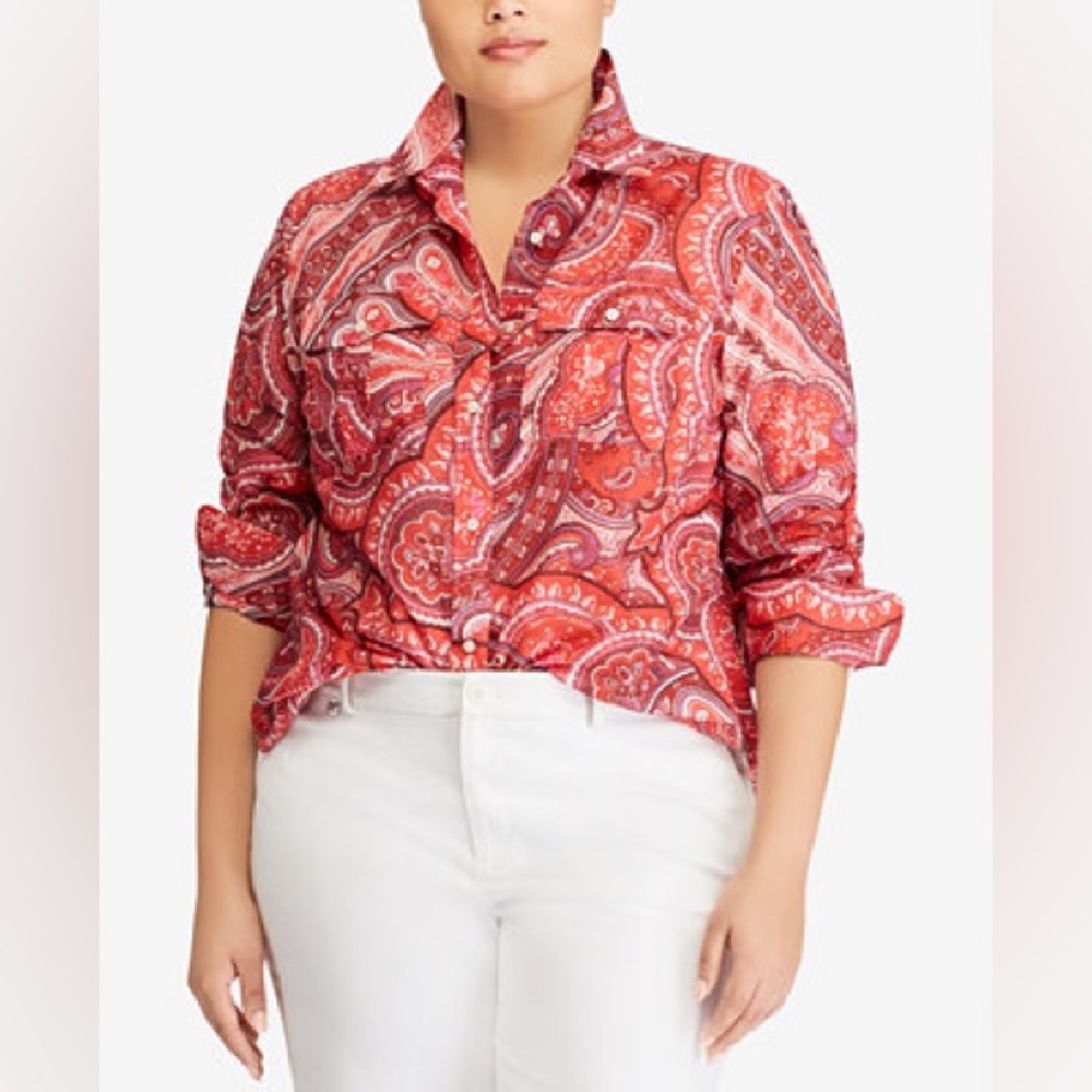 Lauren Ralph - Women’s Paisley-Print Shirt /Long Sleeve / Buttondown Blouse - Picture 2 of 11